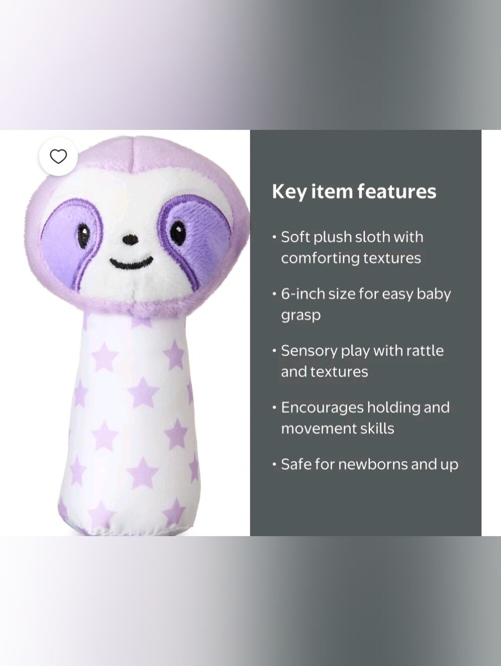 Spark Create Imagine Purple Star Sloth Rattle - Picture 4 of 14